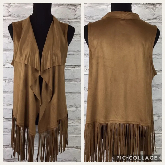 ANA Faux Suede Fringe Vest Costume Western Hippie - Picture 1 of 8
